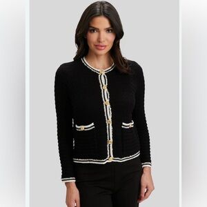 Peace of Cloth Black and White Knit Cardigan Sweater